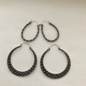 2 / 925 Sterling Silver Hoop Earrings